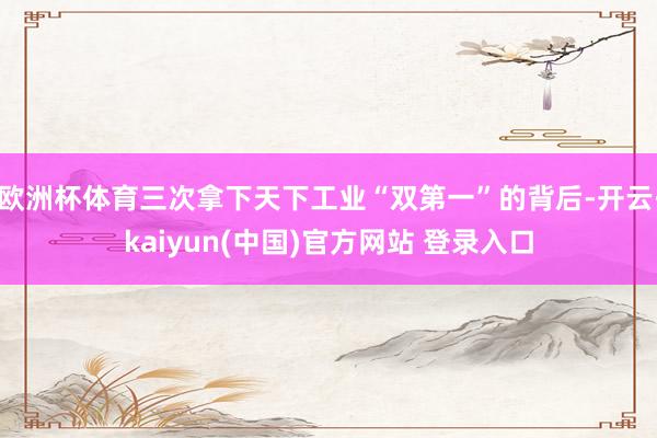 欧洲杯体育三次拿下天下工业“双第一”的背后-开云·kaiyun(中国)官方网站 登录入口